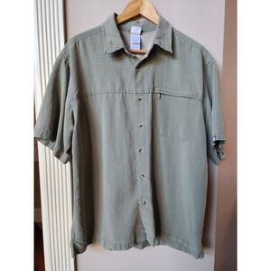 North Face Shirt Mens Medium Green Outdoor Button Up Short Sleeve The North Face
